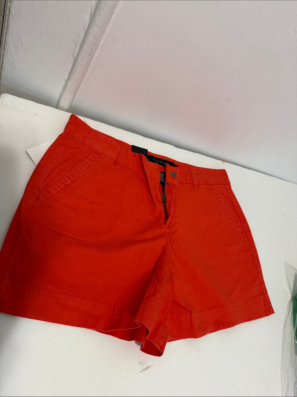 Calvin Klein Jeans High-Waist Red Cotton Shorts